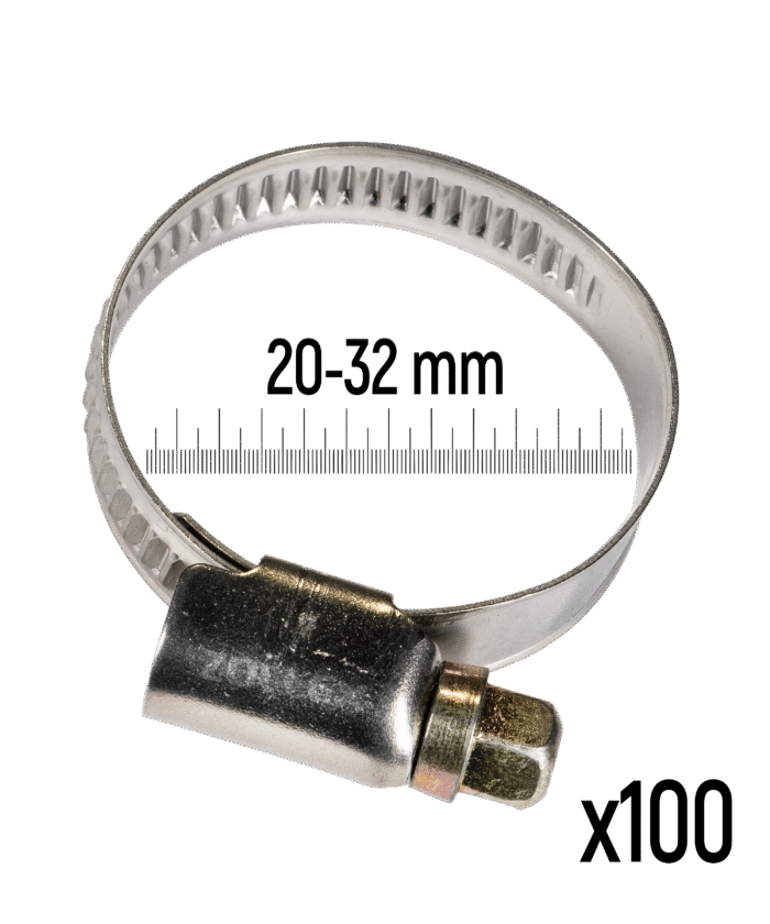 Хомут для шлангів з нержавіючої сталі - 20–32 мм (100 шт.)