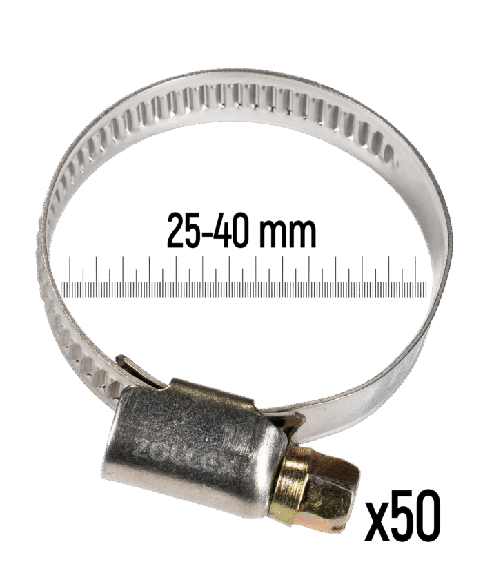 Хомут для шлангів з нержавіючої сталі - 25–40 мм (50 шт.)