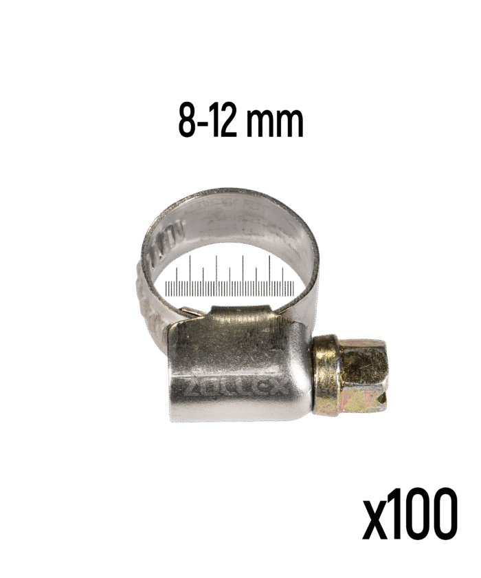 Хомут для шлангів з нержавіючої сталі - 8–12 мм (100 шт.)